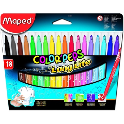 Maped Комплект флумастери Maped Color'Peps Long Life, 18 цвята (845021) (845021)