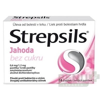 Strepsils Jahoda bez cukru pas.ord.24 x 0,6 mg/1,2 mg