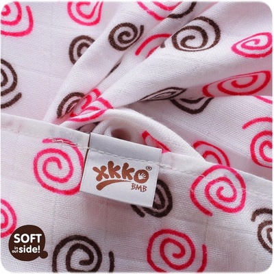 KIKKO Bambusová osuška/plienka Spirals&Bubbles 90x100 1ks magenta spirals