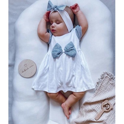 Body šaty s čelenkou, modrobílé proužky – Zboží Mobilmania