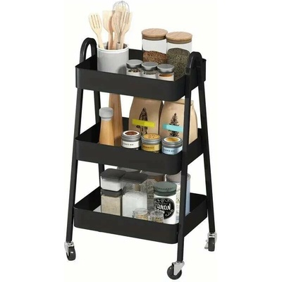 Servírovací stolek kolečka kov plast černá NoBi BOMBAI