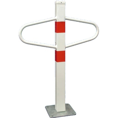Parkovacia zábrana - zahradzovací stĺpik, motýlik, nesklopný, s kotevnou doskou, biely