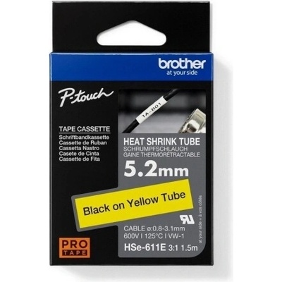 Popisovací smršťovací bužírka Brother P-touch HSe-611E žlutá/černá 5,2mm 1,5m