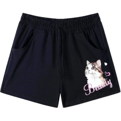 dívčí kraťasy S OBRÁZKEM KOČKY NOVINKA černá