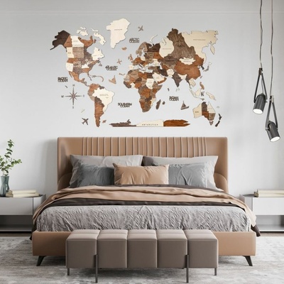 Enjoy the Wood 3D nástěnná dřevěná mapa World Map Multicolor Prime XL