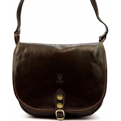 Dámska kožená crossbody kabelka tmavohnedá Florence 8863