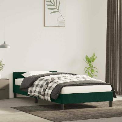 Nábytek XL 347540 Rám postele bez matrace tmavě zelená samet