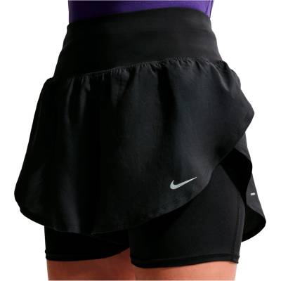 Nike Дамски шорти за бягане Nike Women's Flow Dri Fit High Rise 2in1 Short Running shorts - Black / Black / Reflective Silver (112-4677-0114)
