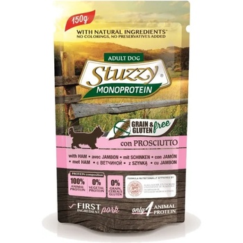 Stuzzy Monoprotein Grain&Gluten Free With Ham - Пауч за израснали кучета с прошуто, 4 броя х 150 гр