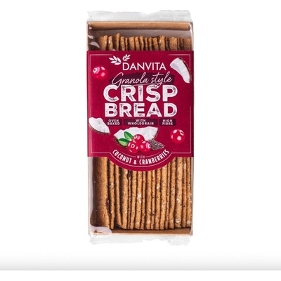 Danvita Křehké pšeničné granola plátky s kokosem, brusinkami a chia semínky 130 g