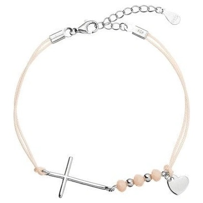 Pavona Kabbalah náramek se stříbrným křížem a srdíčkem 13052.3 lt.orange
