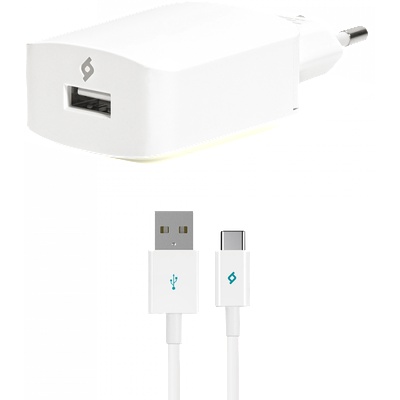 Ttec Зарядно 220V SpeedCharger USB Travel Charger, 2.1A, incl, Type C Cable - Бяло, 115573