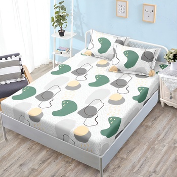 EmonaMall Долен чаршаф с ластик и две калъфки (за матрак 160x200) EmonaMall, 3 части - Модел S18411 (S18411-1000c9-H-109)