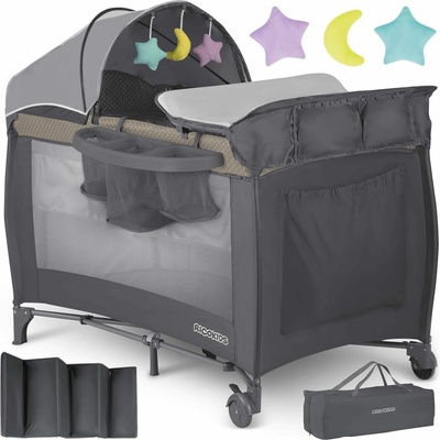 Ricokids cestovná postieľka tmavosivá