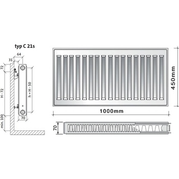 Purmo C21s 450 x 1000