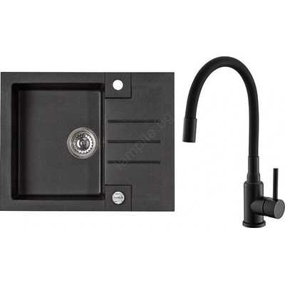 Alveus seta23236 - Кухненска мивка rock+смесител mintas 34 см гранит/черен (av0133)