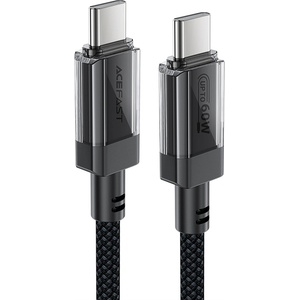 ACEFAST Кабел за данни C12-03 - Acefast, тип-C към тип-C, 60 W, високоскоростно зареждане, 1, 2 м - черен