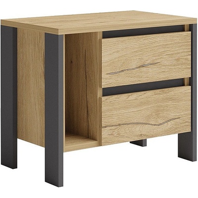 Голд - Аполо Нощно шкафче СОРЕНТО ляво голд силвърджак и графит