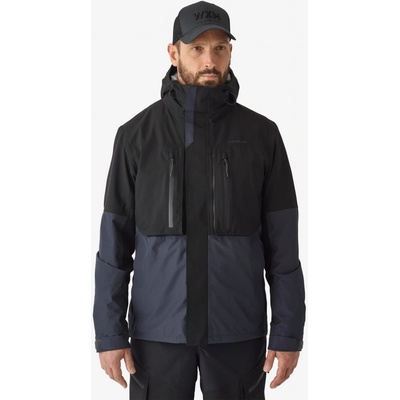 CAPERLAN Pánska rybárska nepremokavá bunda FT 500 WPF sivo čierna šedá