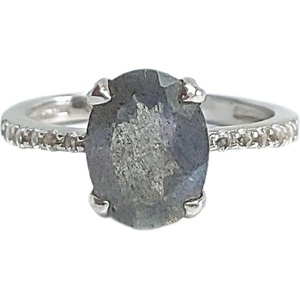 Silenti Jewelry Сребърен пръстен "Лабрадорит" - 7 - 54.5мм (17.2мм диам. )