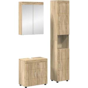 vidaXL Комплект мебели за баня TULUM 3 бр. Сонома дъб 60 x 34 x 63 см (3398036)