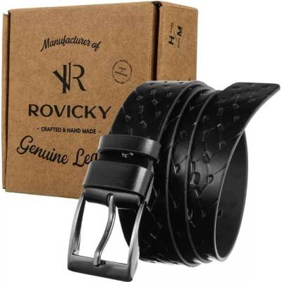 Rovicky pánský kožený černý pásek PRS-04-G