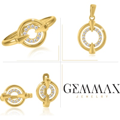 Gemmax Jewelry souprava zlatých šperků se zirkony náušnice prsten a přívěsek GLSYB-2614-2615-2616