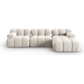 Micadoni Бежов кадифен модулен ъглов диван (десен ъгъл) Bellis - Micadoni (MIC_SET5R_2_F1_BELLIS8)