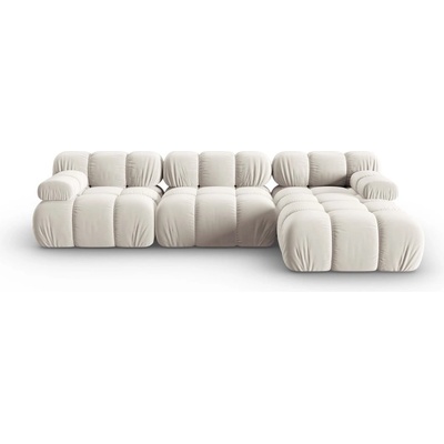 Micadoni Бежов кадифен модулен ъглов диван (десен ъгъл) Bellis - Micadoni (MIC_SET5R_2_F1_BELLIS8)