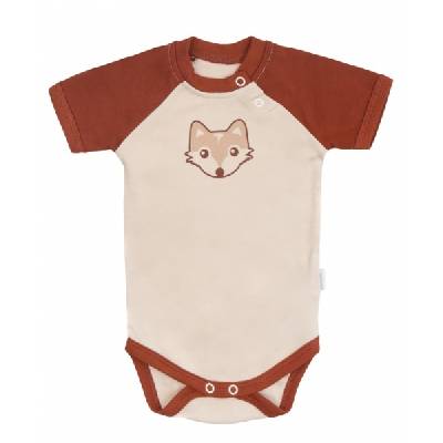 Mamatti Kojenecké body kr. rukáv, Baby Fox - béžová/hnědá Velikost koj. oblečení: 86 (12-18m)