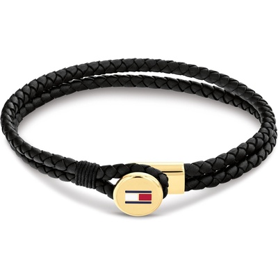 Tommy Hilfiger Dvojitý černý kožený náramek Bruce Leather 2790669 19 cm