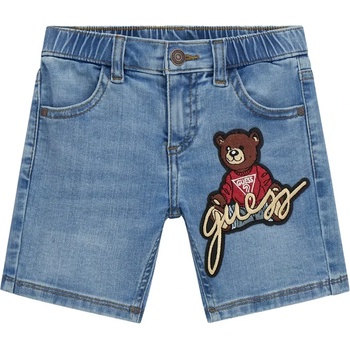 Guess Светли деним къси панталони за мини момче с бродирано мече Guess