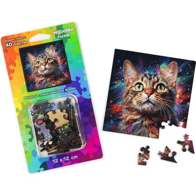 WoodMix Puzzles Дървен пъзел WoodMix, Котки, 40 части - California Spangled (WM-P40-0012)