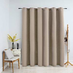 Pure Line Home Плътна завеса в цвят бежов с метални халки, 290 x 245 см