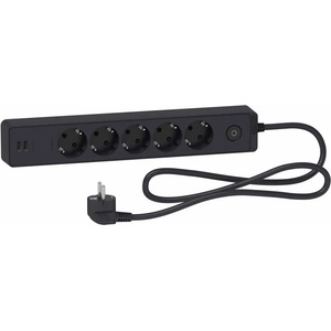 Schneider Electric 5 Plug + 2 USB 1,5 m Switch (ST945U1B)