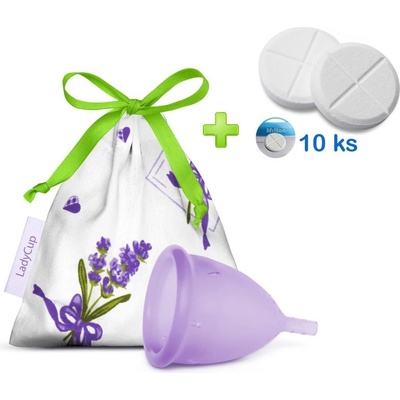 LadyCup menstruační kalíšek Dotek levandule S + tablety 10 ks