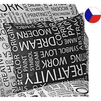 Veba polštář Geon písmo bílé písmo na černém podkladu 40x40