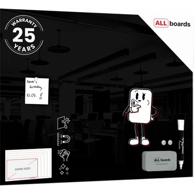 ALLboards CLASSIC TS80x60BK Skleněná tabule 80 x 60 cm