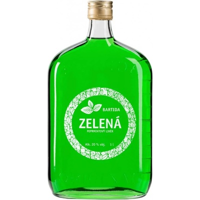 Bartida Zelená Peprmint Likér 20% 1 l (čistá fľaša)