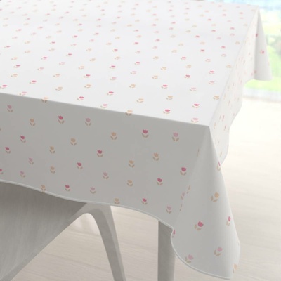Biante Teflonový čtvercový ubrus TF-115 Barevné tulipánky na bílém 90x90 cm