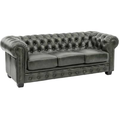 SOB Nábytek Chesterfield 3místná zelená pravá kůže F0A00000372W