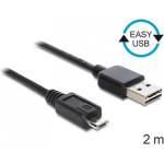 Delock Easy-USB A - USB-B 2.0 micro M/M кабел за данни 2 м черен 83367 (83367)