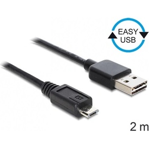 Delock Easy-USB A - USB-B 2.0 micro M/M кабел за данни 2 м черен 83367 (83367)