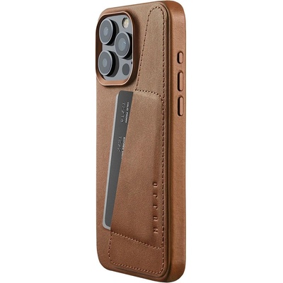 Mujjo Кожен калъф с портфейл Mujjo за iPhone 15 Pro Max, Dark Tan (CL-042-TN)