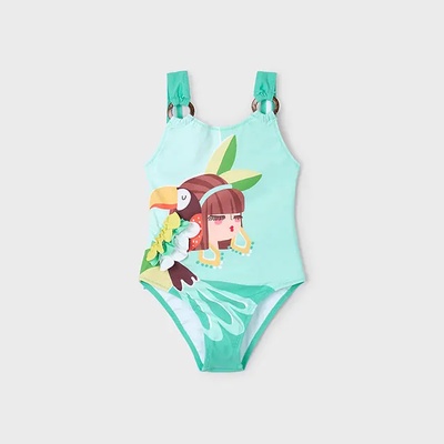 MAYORAL Цял бански момиче и птица в цвят аква за мини момиче Майорал
