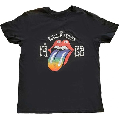 The Rolling Stones tričko Sixty Rainbow Tongue '62 čierne