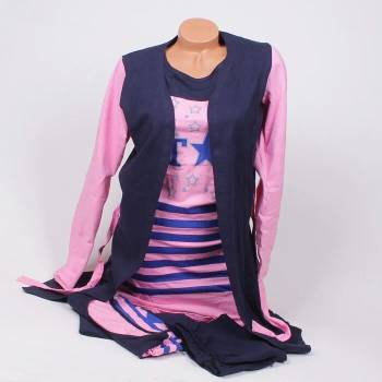 Image 1 of Комплект пижама от пет части в тъмносиньо и розово със звезди