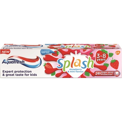 Aquafresh Детска паста за зъби Splash Strawberry, 3-8 години, 50 ml