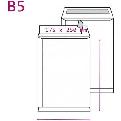 Obálka B5 bílá 175x250mm krycí páska