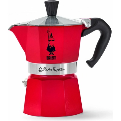 Kávovar na moka kávu Bialetti Moka Express, 130 ml, červený